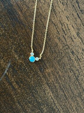 Gold Chain Necklace with Turquoise and Crystal Accents